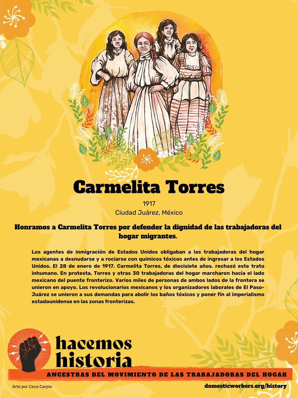 Retratos de las ancestras del movimiento de trabajadoras de hogar: Carmelita Torres