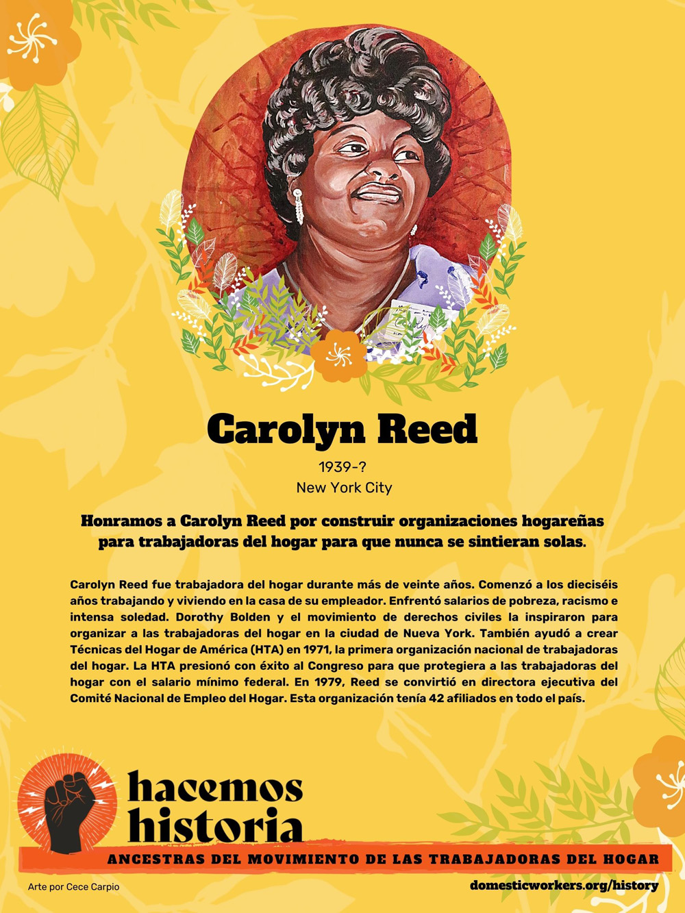 Retratos de las ancestras del movimiento de trabajadoras de hogar: Carolyn Reed