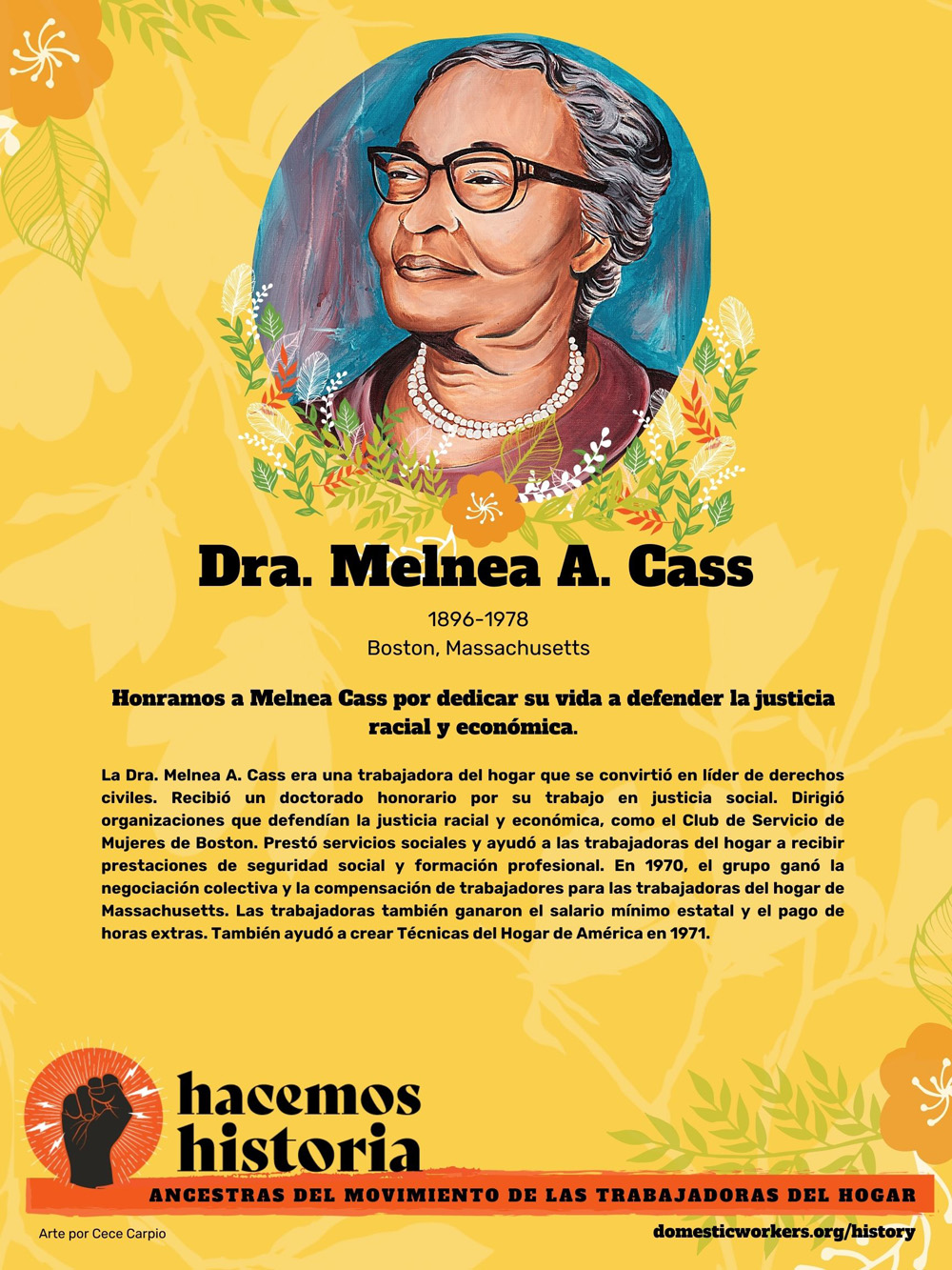 Retratos de las ancestras del movimiento de trabajadoras de hogar: Dra. Melnea A. Cass