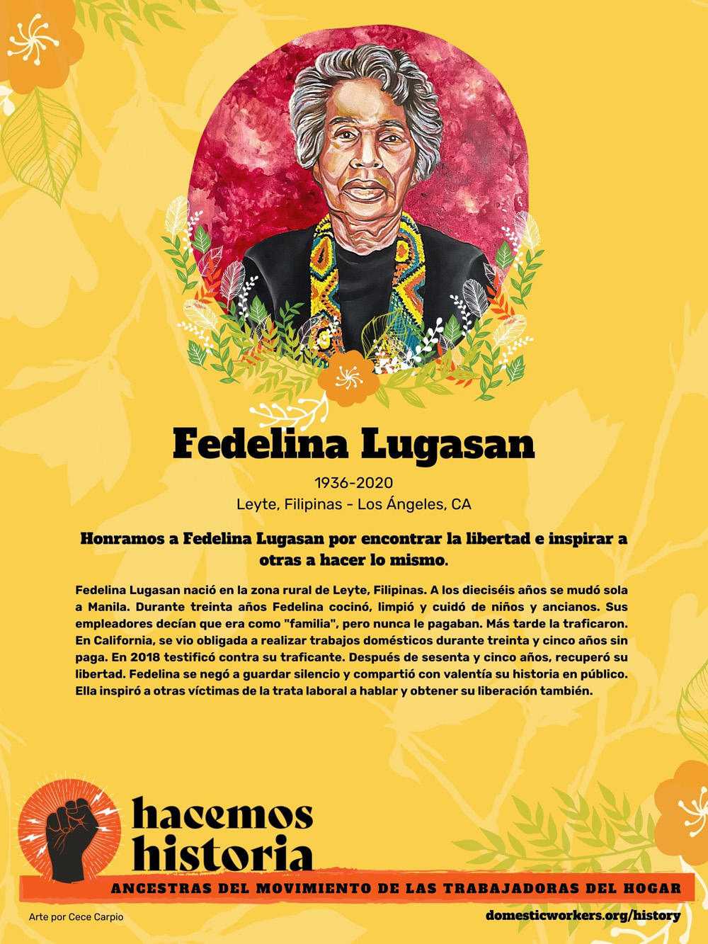 Retratos de las ancestras del movimiento de trabajadoras de hogar: Fedelina Lugasan