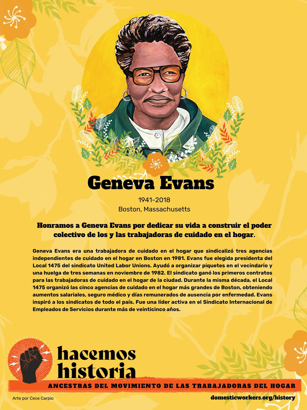 Retratos de las ancestras del movimiento de trabajadoras de hogar: Geneva Evans