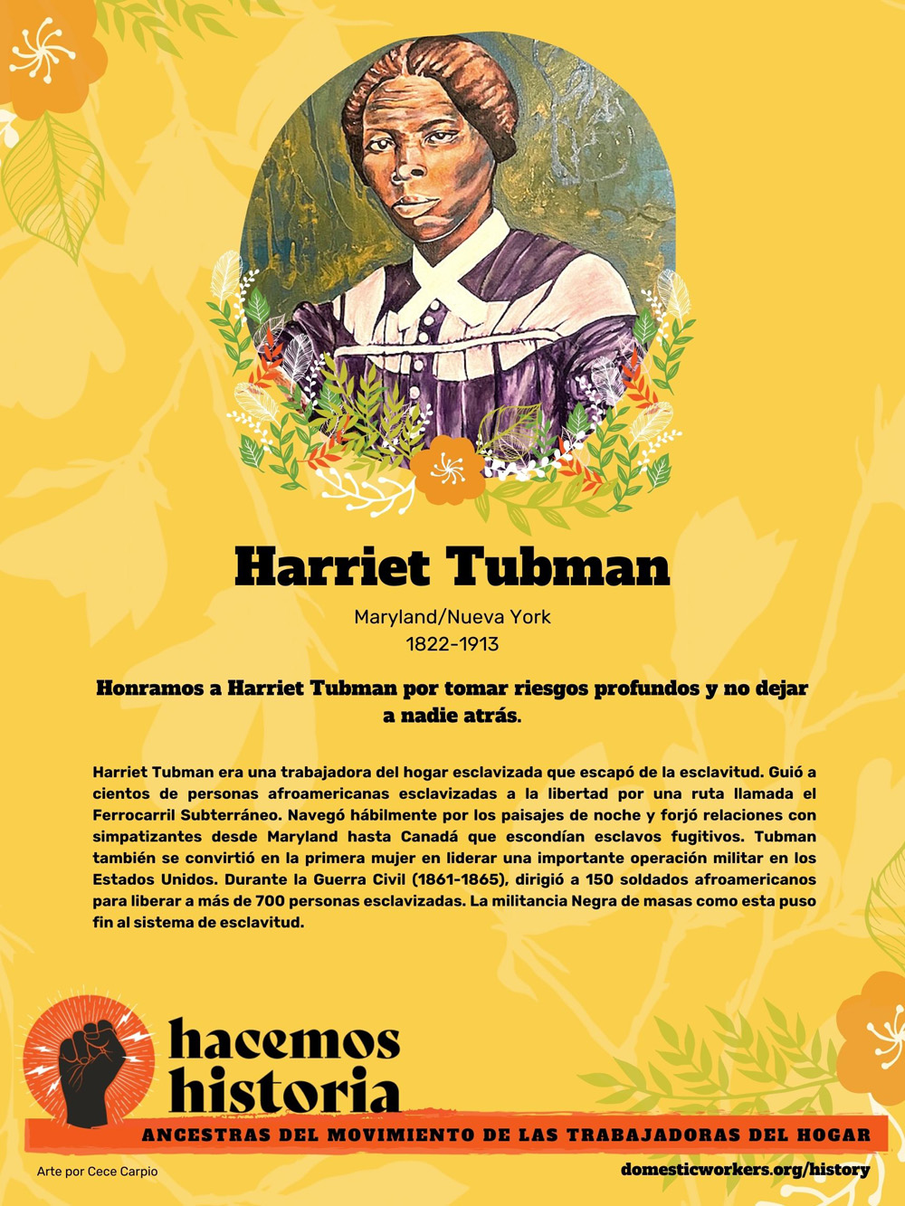 Retratos de las ancestras del movimiento de trabajadoras de hogar: Harriet Tubman