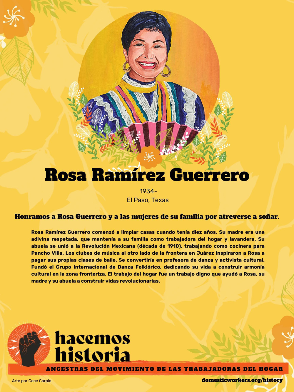 Retratos de las ancestras del movimiento de trabajadoras de hogar: Rosa Ramirez Guerrero