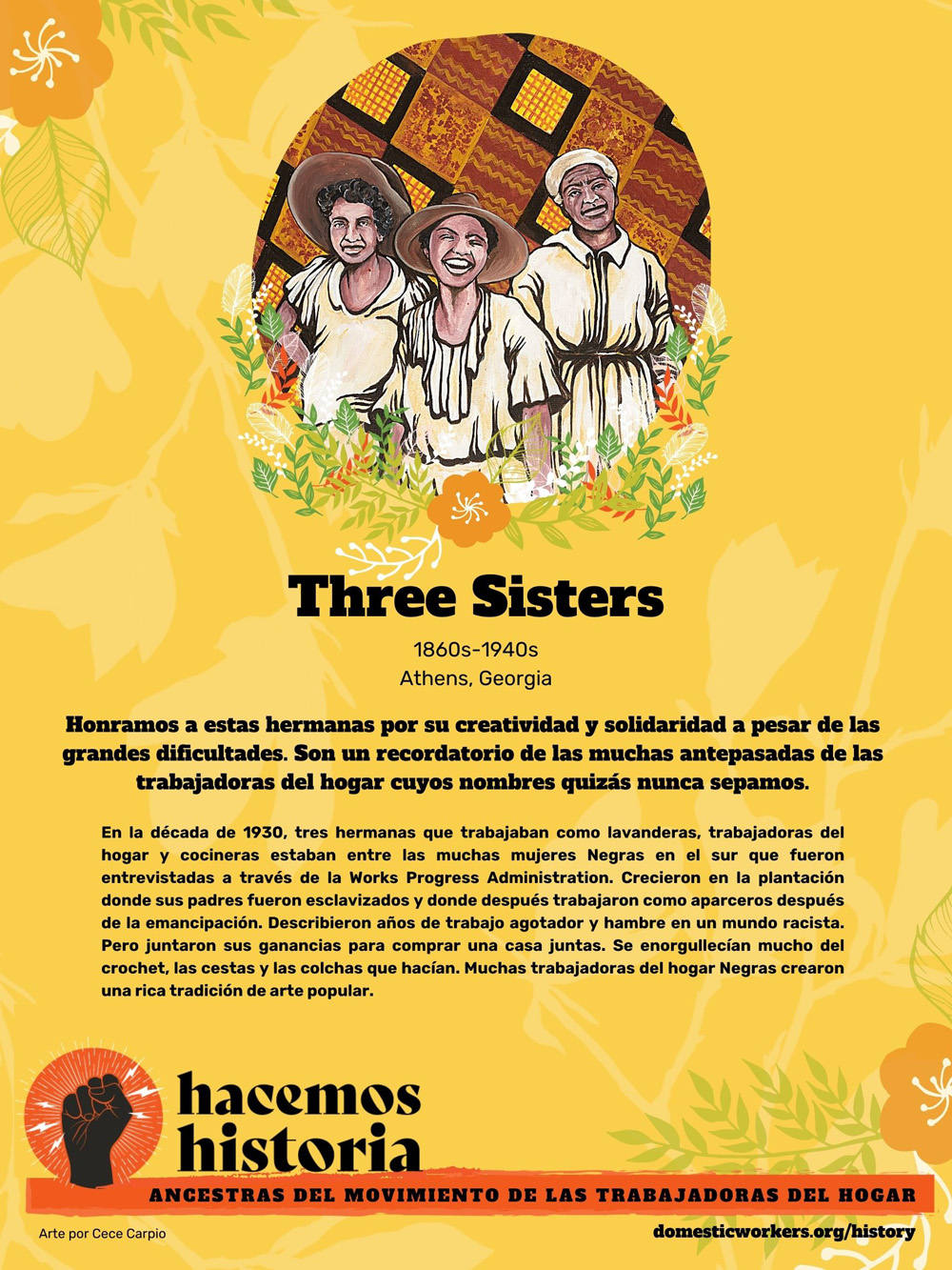Retratos de las ancestras del movimiento de trabajadoras de hogar: Three Sisters
