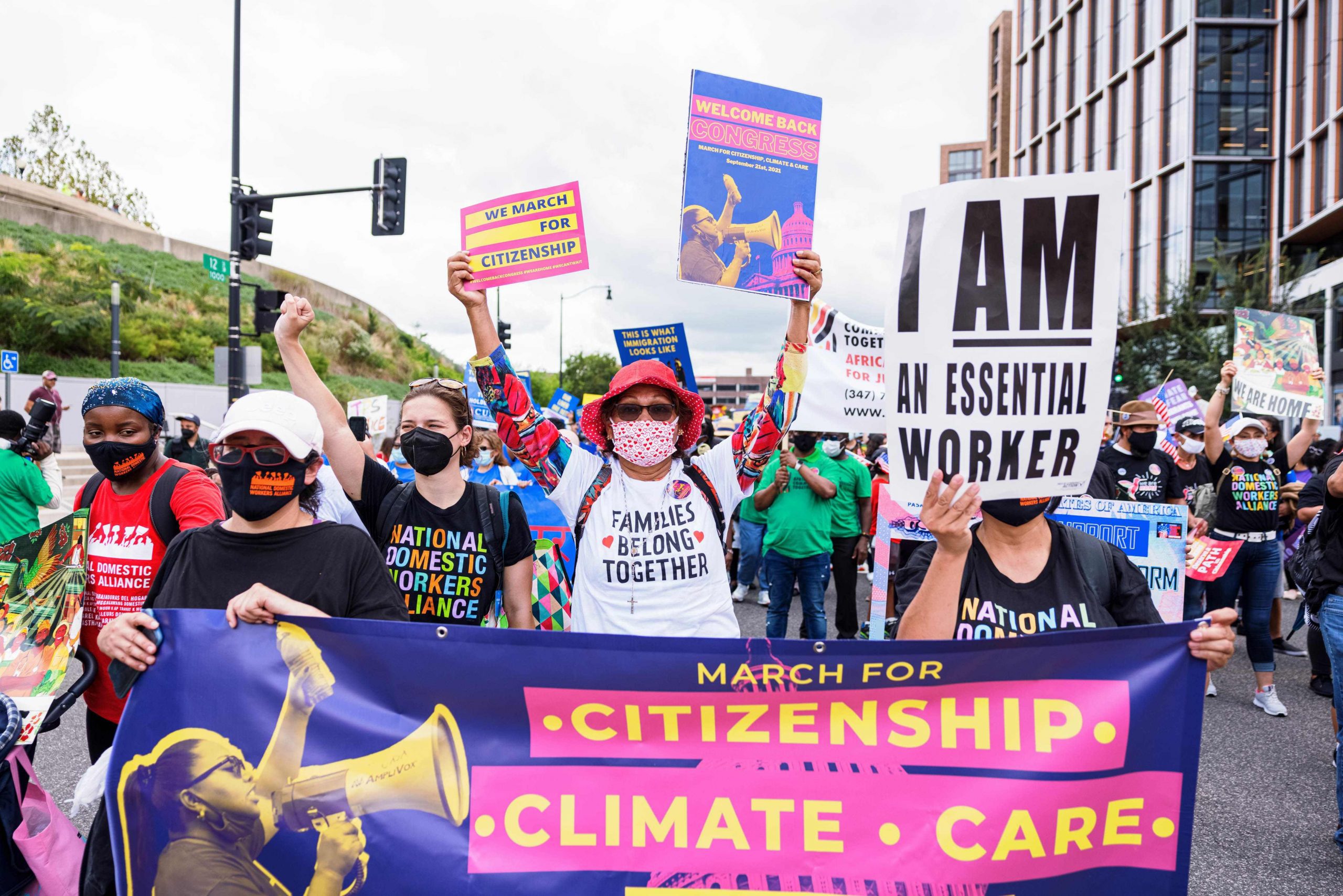 DMV Chapter Leaders participate in a national march to demand a path to citizenship for essential workers