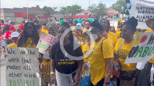 After President Biden’s speech, domestic workers attended the Labor Day rally and parade, where Sheryl Lee Ralph, actress representing SAG-AFTRA striking actors, demonstrated support for domestic workers’ rights and dignity. In July, domestic workers stood at the picket lines with Hollywood's striking actors and writers.