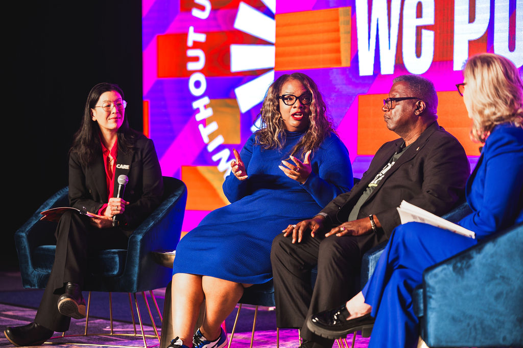 From left: Ai-jen Poo (NDWA), April Verrett (SEIU), Doug Moore (UDW) and Kristin Rowe-Finkbeiner (MomsRising). (Photo by Stefan A. Photography)