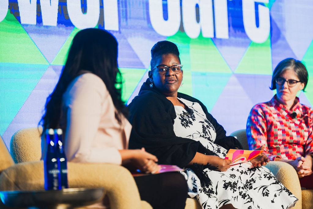 From left: Panel moderator Rohini Kosoglu, Jacqueline Lamar and Tara McGuinness. (Photo by Stefan A. Photography)